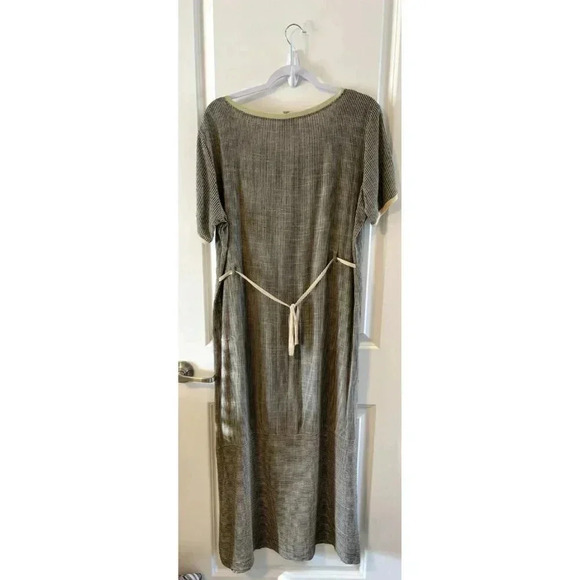 Vintage PEAR Brand Women's Maxi Cotton Dress Size M Striped buttons applique USA - Picture 2 of 7